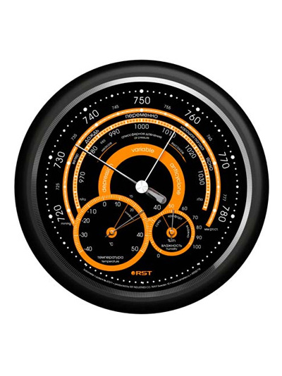 Метеостанция (барометр+термометр+гигрометр) черный ободок